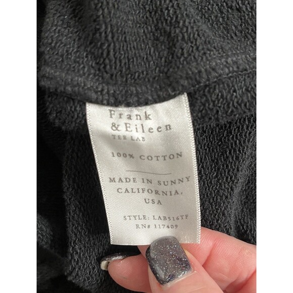 Frank & Eileen Anna Long Sleeve Capelet Top Triple Fleece M Black Minimalist - Picture 11 of 16